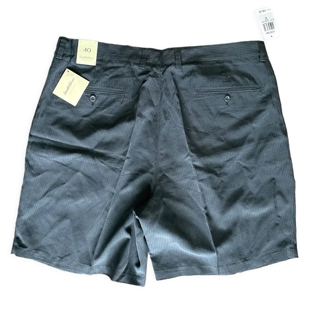 NWT Arnold Palmer‎ Sportsman Microfiber Golf Shorts 40 Pleated Gray Micro Check
